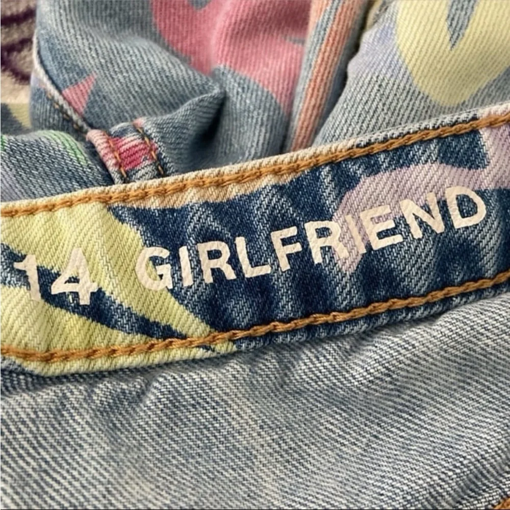 GAP Kids girlfriend jeans girls size 14 cutoff Hawaiian neon floral girlhoodcore
